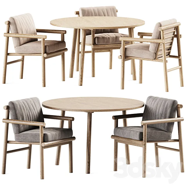 Paddle Table by Cruso and Ayana Chair by B&B Italia _ Garden furniture 3D Model Paddle Table by Cruso and Ayana Chair by B&B Italia _ Garden furniture 3D Model