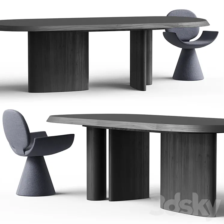 Padiglioni table and Youpi chair by BONALDO 3D Model Free Download
