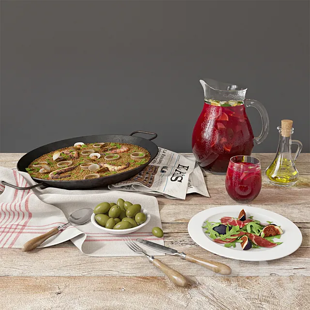 Paella with seafood | Paella de marisco 3D Model