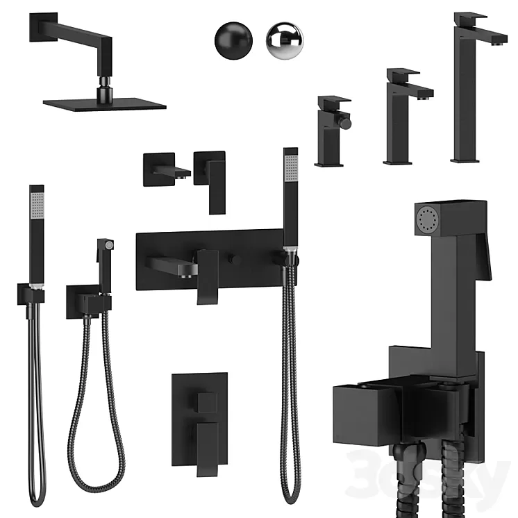 Paffoni Elle black matt and chrome 3D Model