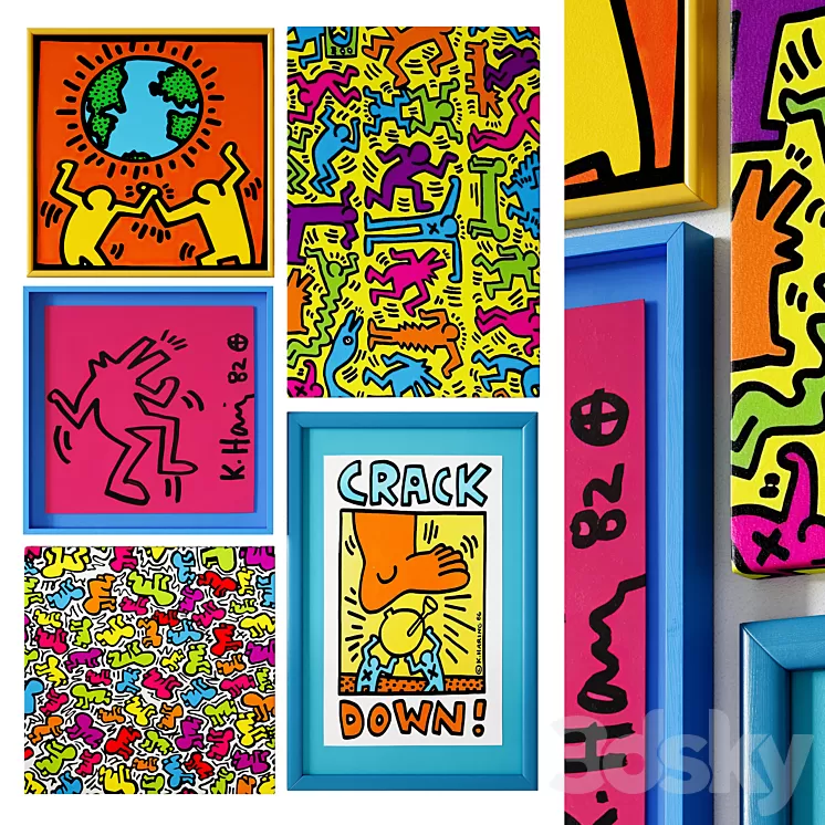 Painting set \/ Keith Haring 3D Model Free Download