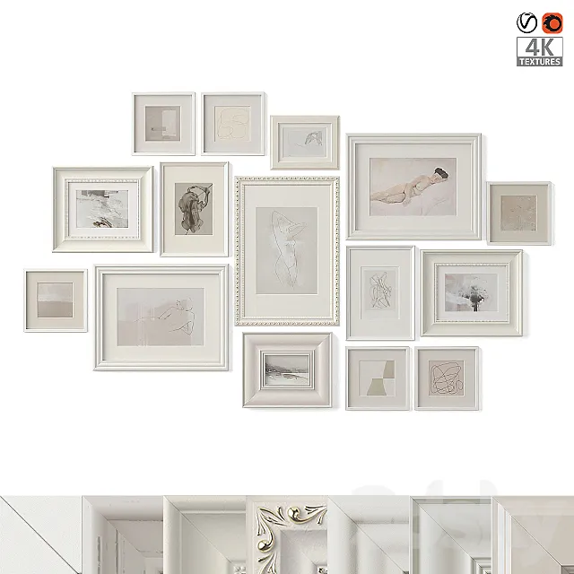 Paintings in classical frames 3DModel