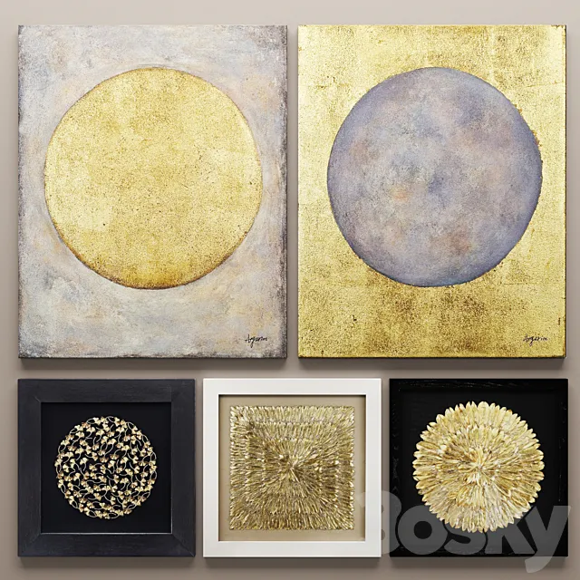 paintings Set RENWIL. luxury. frame. wall decor. decoration. gold decor. circle. luxury 3DModel paintings Set RENWIL. luxury. frame. wall decor. decoration. gold decor. circle. luxury 3DModel
