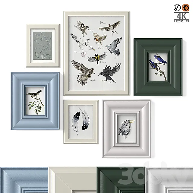 Paintings with birds 3D Model Paintings with birds 3D Model