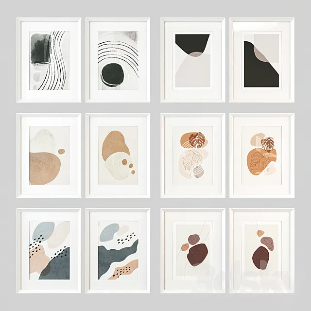 Pair of abstract posters set 3D Model