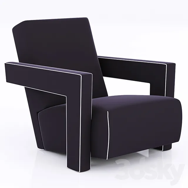 Pair of Gerrit Thomas Rietveld Chairs 3D Model Pair of Gerrit Thomas Rietveld Chairs 3D Model