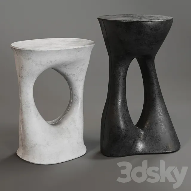 Pair of Kreten Side Tables – Tall and Short 3D Model Pair of Kreten Side Tables – Tall and Short 3D Model