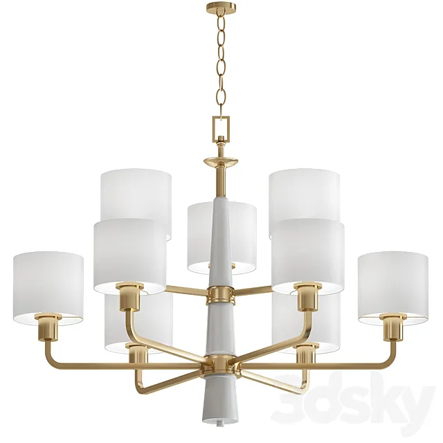 Palacio Collection 9-Light Vintage Gold Chandelier with Shade 3DModel