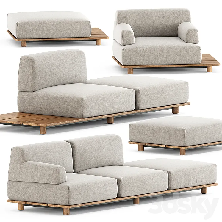 Palco sofa module set 1 by Kristalia 3D Model Free Download