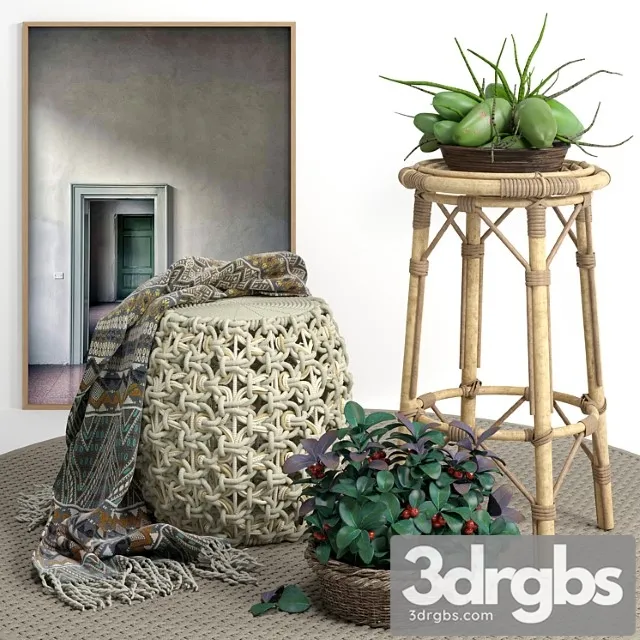 Palecek Ottoman set 3D Model Download