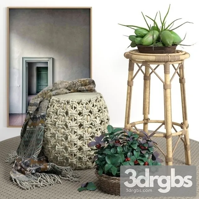 Palecek Ottoman Set 3D Model Download Palecek Ottoman Set 3D Model Download