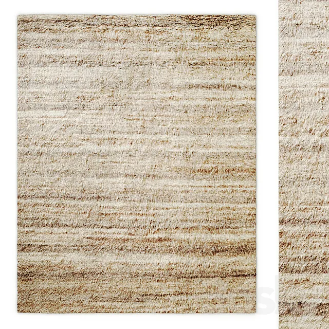 Palette Stripe Hand-Knotted Wool Shag Rug RH 3D Model