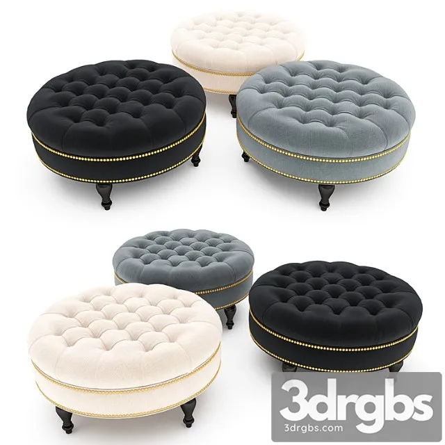Palfrey Linen Modern Tufted Ottoman 3D Model Download