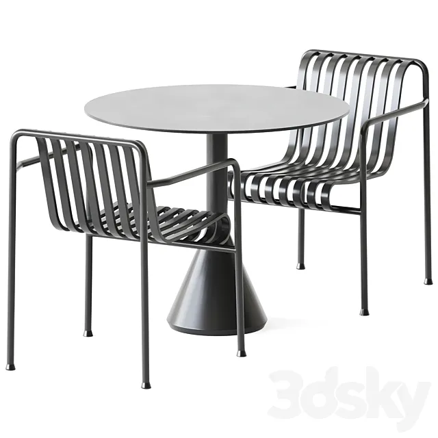 Palissade Cone Table D90 and Palissade Dining Armchair by Hay 3DModel