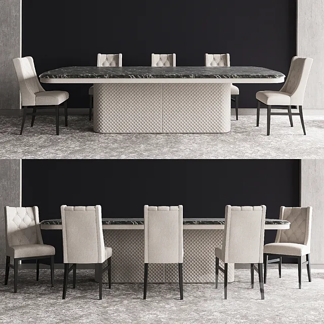 Palladium Table & Agnes Chairs 3D Model