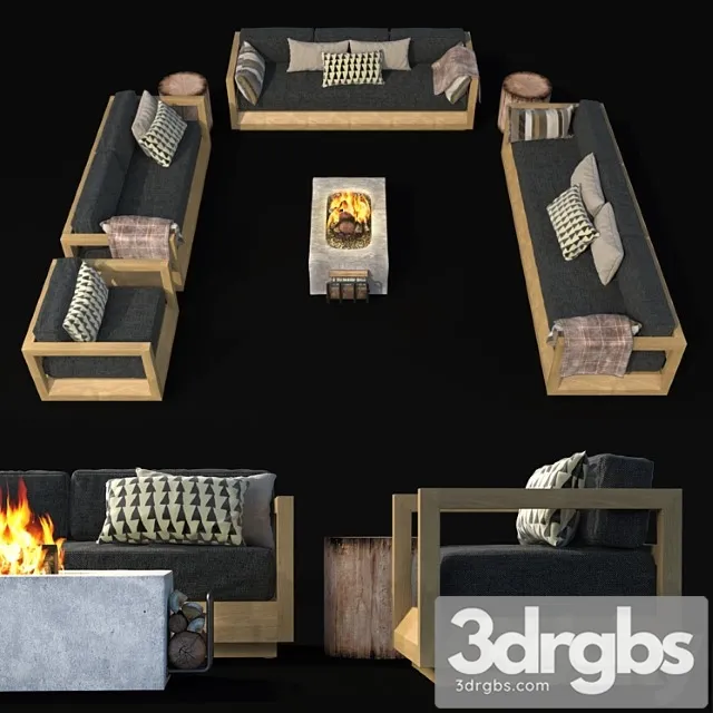 Paloma Teak Outdoor Seating Collection 3D Model Download