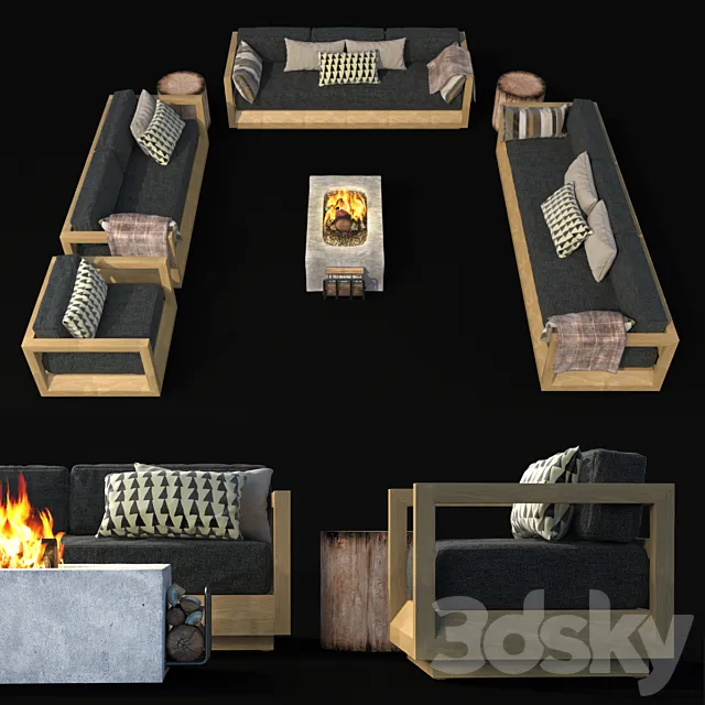 Paloma Teak Outdoor Seating Collection 3D Model