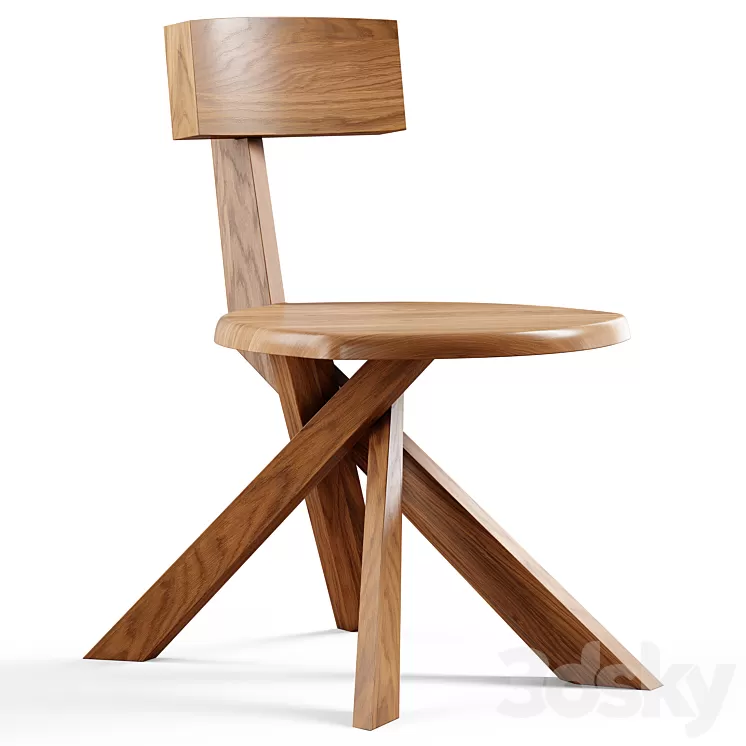 Pamono – Solid Elm Model S34 Dining Chair by Pierre Chapo 1960s 3D Model Free Download