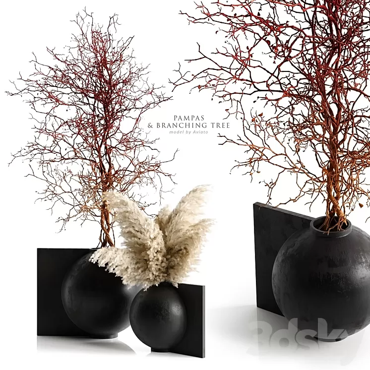 Pampas & branching tree 3D Model Free Download