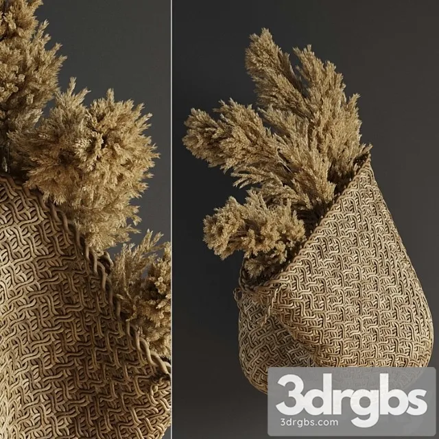 Pampas flower in hand basket 3D Model Download
