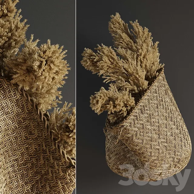 Pampas flower in hand basket 3DModel Pampas flower in hand basket 3DModel