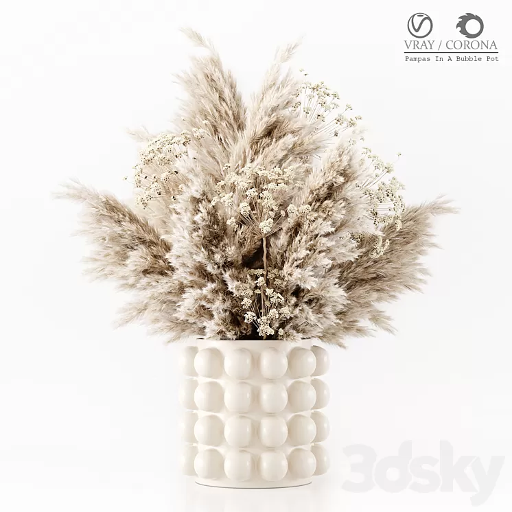 Pampas In A Bubble Pot 3D Model Free Download