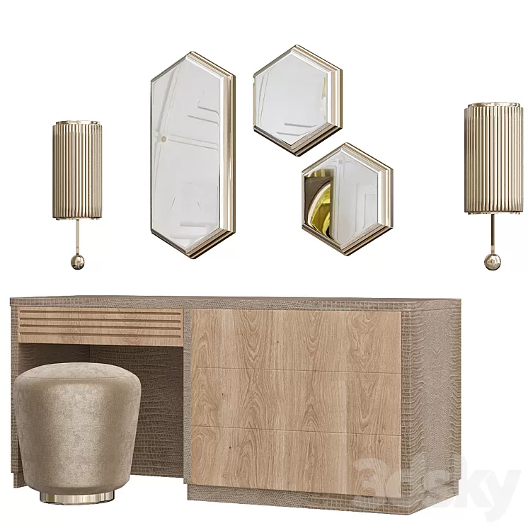 PANDORA Upholstered pouf by Caroti 3D Model