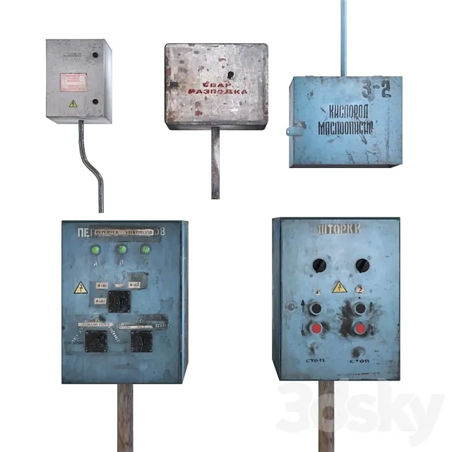 Panel boxes electrical and oxygen 3D Model Panel boxes electrical and oxygen 3D Model