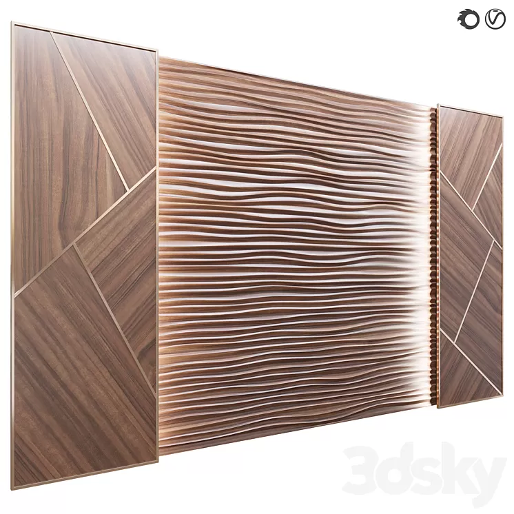 Panel Decor wooden waves 3D Model Free Download