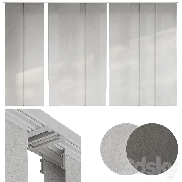 Panel Japanese curtains 3D Model