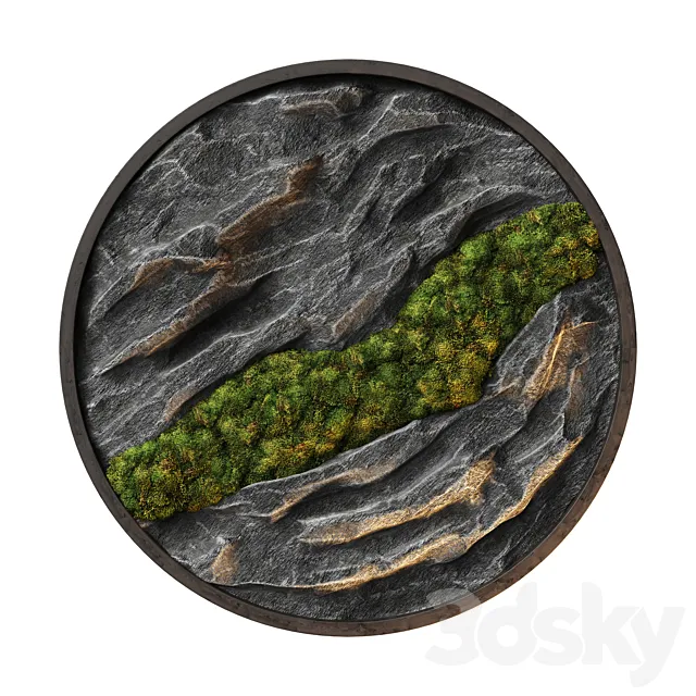 Panel Stone and moss 3D Model