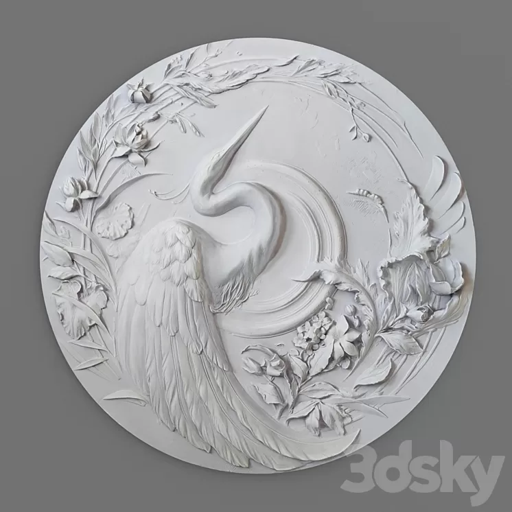 Panel with a heron bas-relief 3D Model Panel with a heron bas-relief 3D Model