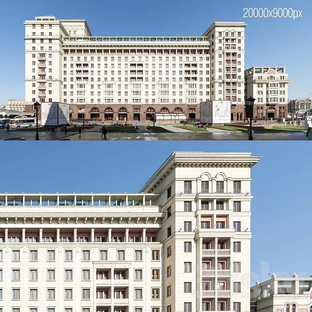 Panorama of the facade of the business center 3D Model