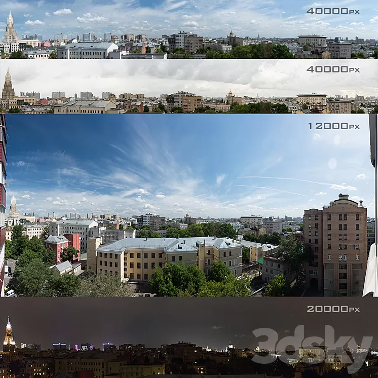 Panoramas of Moscow from the region of Khamovniki. 4 photos 3D Model Panoramas of Moscow from the region of Khamovniki. 4 photos 3D Model
