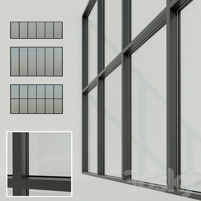 Panoramic glazing. Stained glass window 3DModel