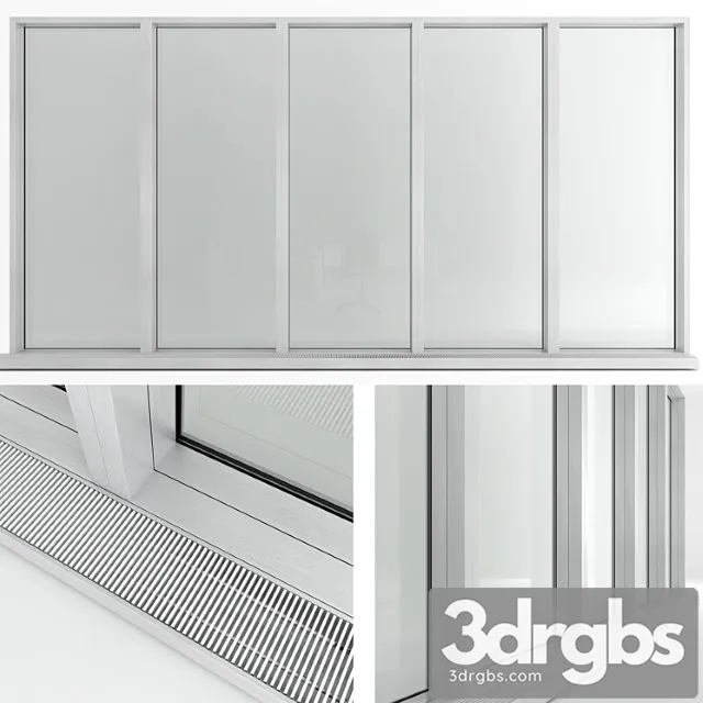 Panoramic window in the floor with radiator 3D Model Download