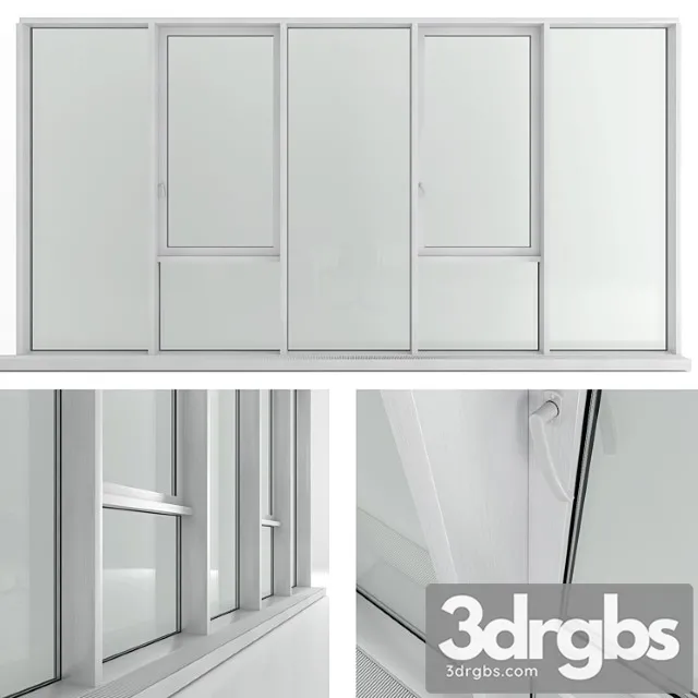 Panoramic window with transom and radiator 3D Model Download