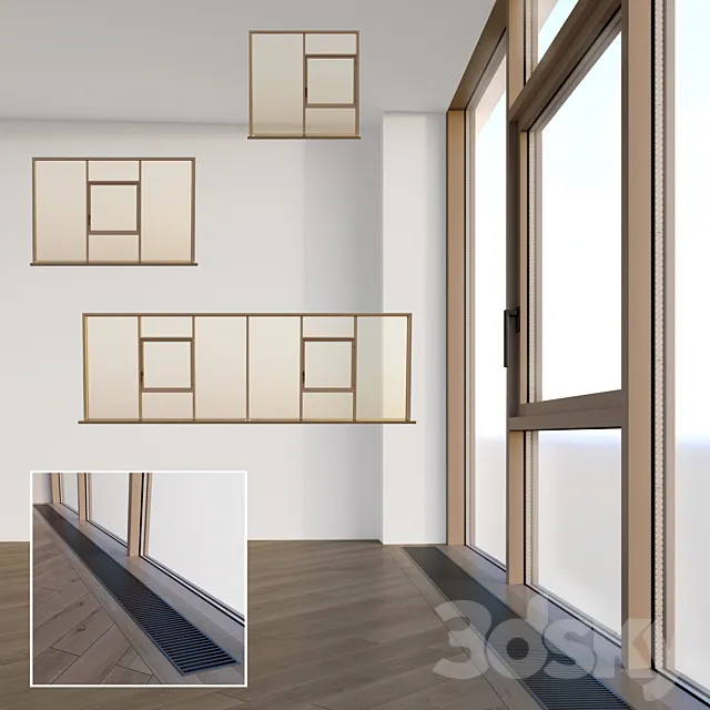 Panoramic windows. Stained glass window four 3D Model