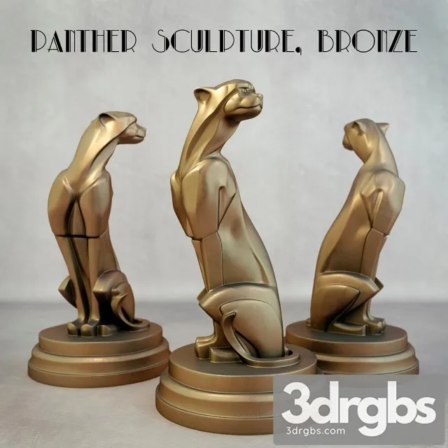 Panthere Sculpture Bronze 3D Model Download