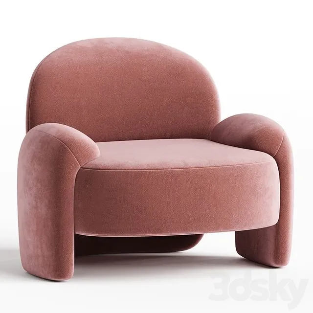 Paolo Castelli AMA Upholstered cotton armchair 3D Model