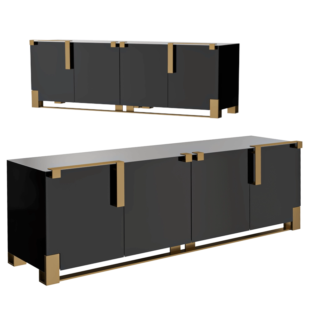 Paolo Castelli – Commode Black & Gold 3D Model