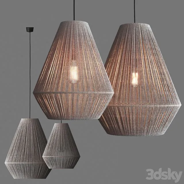 Paper rope lantern pendant 3D Model