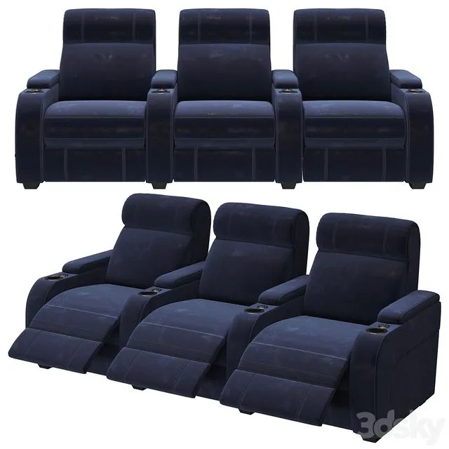 PARAMOUNT + 3 CINEMA SEATS 3D Model PARAMOUNT + 3 CINEMA SEATS 3D Model