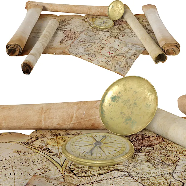 Parchment Scroll_Papirus Map 3D Model Parchment Scroll_Papirus Map 3D Model