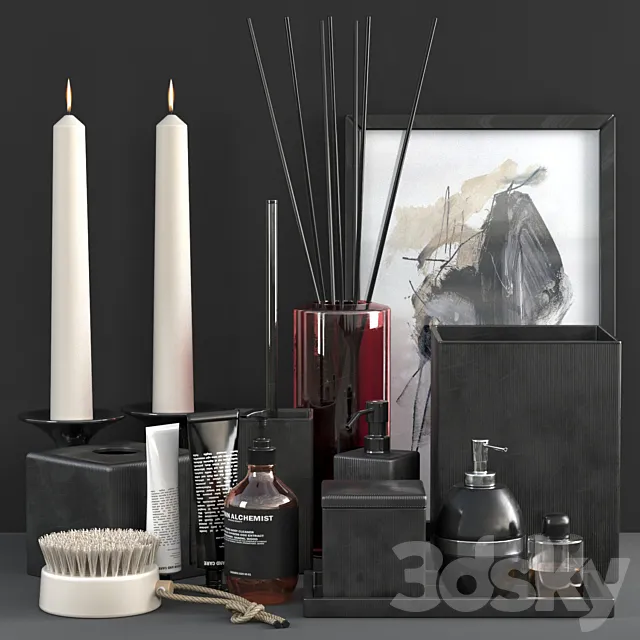 Parello Pleated Black Bath accessories 3D Model