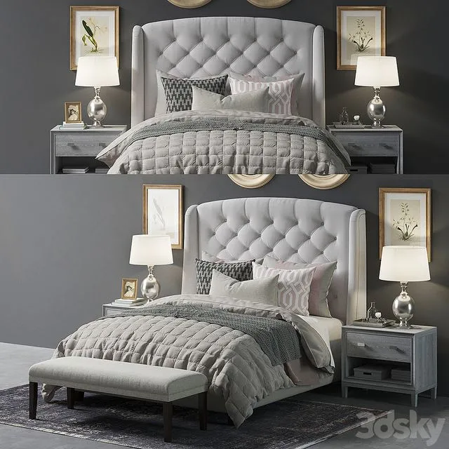 Paris Arched Winged Bed 3D Model Paris Arched Winged Bed 3D Model