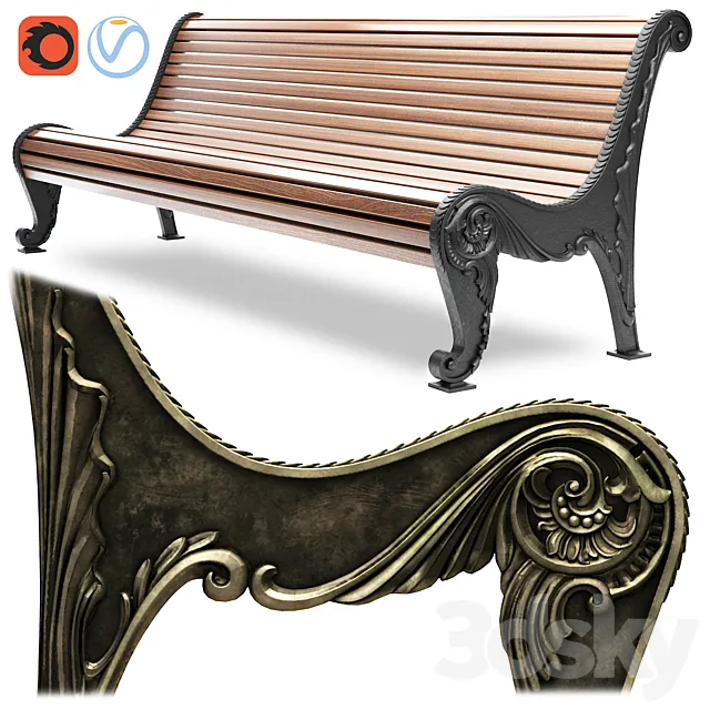 Park Bench 05 3D Model Park Bench 05 3D Model