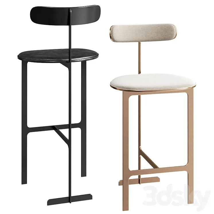 Park Place Counter or Bar Stool by Yabu Pushelberg 3D Model Free Download