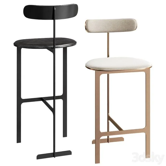 Park Place Counter or Bar Stool by Yabu Pushelberg 3D Model