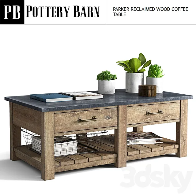 Parker Reclaimed Wood Coffee Table 3D Model
